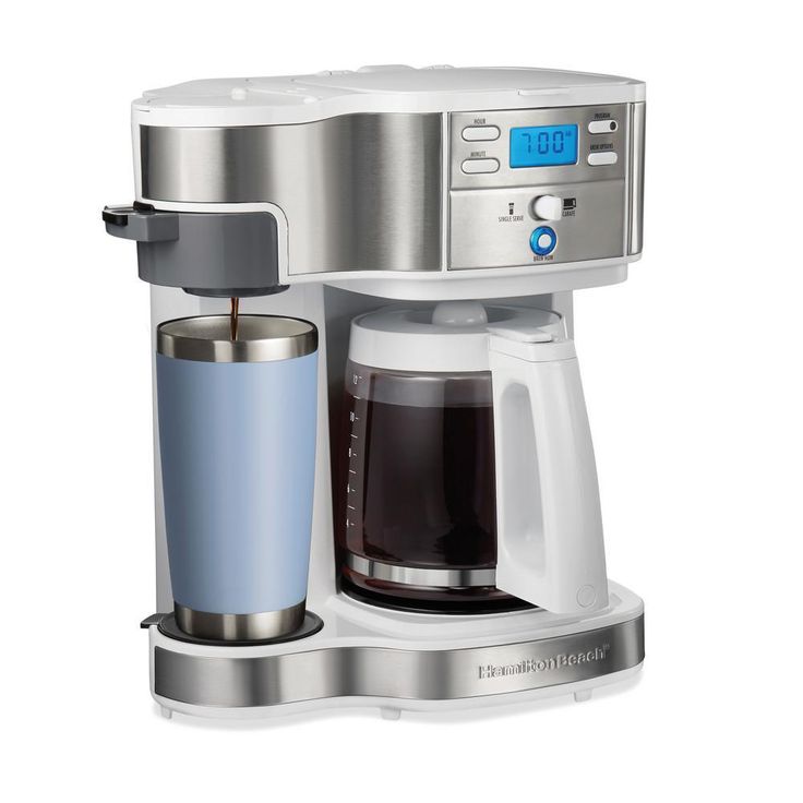 2-Way 12-Cup White Programmable Drip Coffeemaker with Single Serve