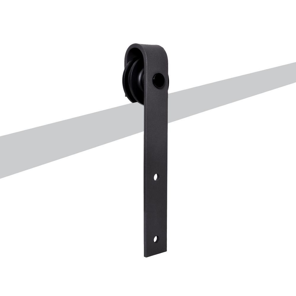 72 in. Black Classic Bent Strap Barn Style Sliding Door Track and Hardware Set - Super Arbor