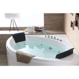 59 in. Acrylic Offset Drain Corner Apron Front Whirlpool Bathtub in White - Super Arbor