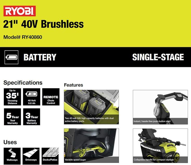 21 in. 40-Volt Brushless Cordless Electric Snow Blower with Two 5.0 Ah Batteries and Charger Included