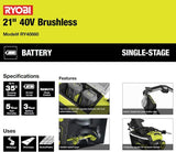 21 in. 40-Volt Brushless Cordless Electric Snow Blower with Two 5.0 Ah Batteries and Charger Included