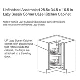Hampton Assembled 28.5x34.5x16.5 in. Lazy Susan Corner Base Kitchen Cabinet in Unfinished Beech