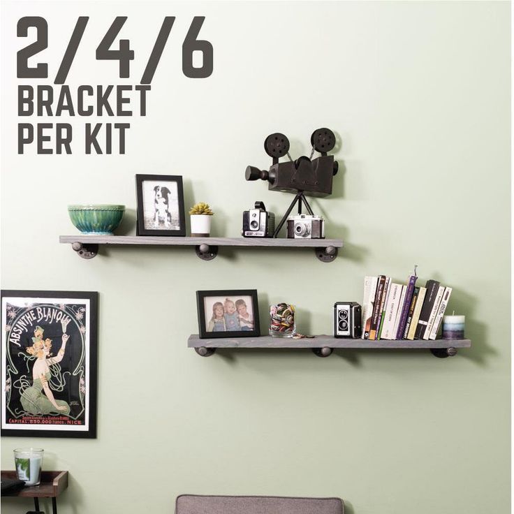 1/2 in. Black Pipe 10 in. L Wall Mounted Shelf Bracket Kit (6-Pack)