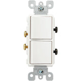 Decora 15 Amp Single Pole Dual Switch, White - Super Arbor