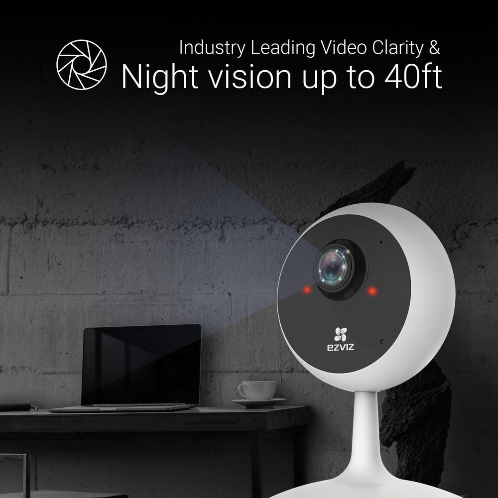 C1C 1080p Wireless Indoor WiFi Security Camera w/Motion Detection Zones Full Duplex 2-Way Audio 40ft. Super Night Vision - Super Arbor