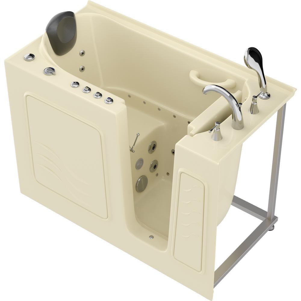Safe Premier 52.75 in. x 60 in. x 26 in. Right Drain Walk-in Air and Whirlpool Bathtub in Biscuit - Super Arbor