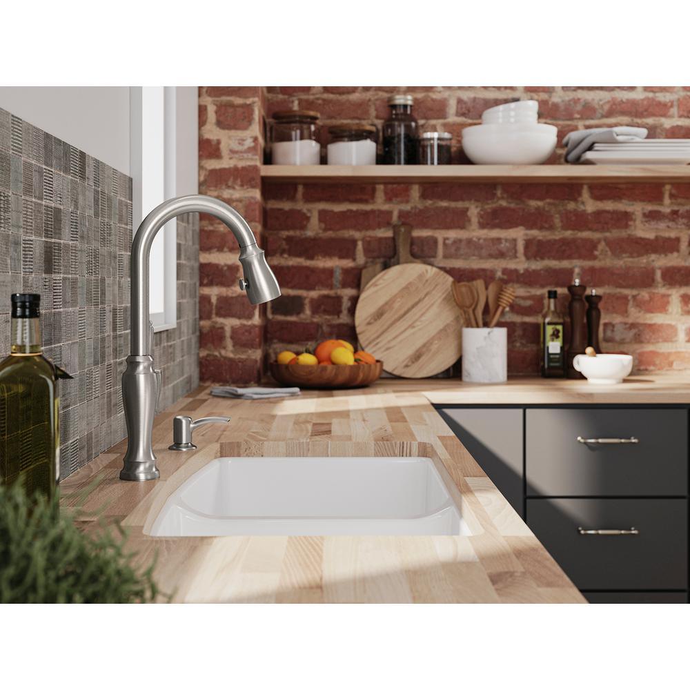 Arsdale Single-Handle Pull-Down Sprayer Kitchen Faucet with Soap/Lotion Dispenser in Vibrant Stainless - Super Arbor