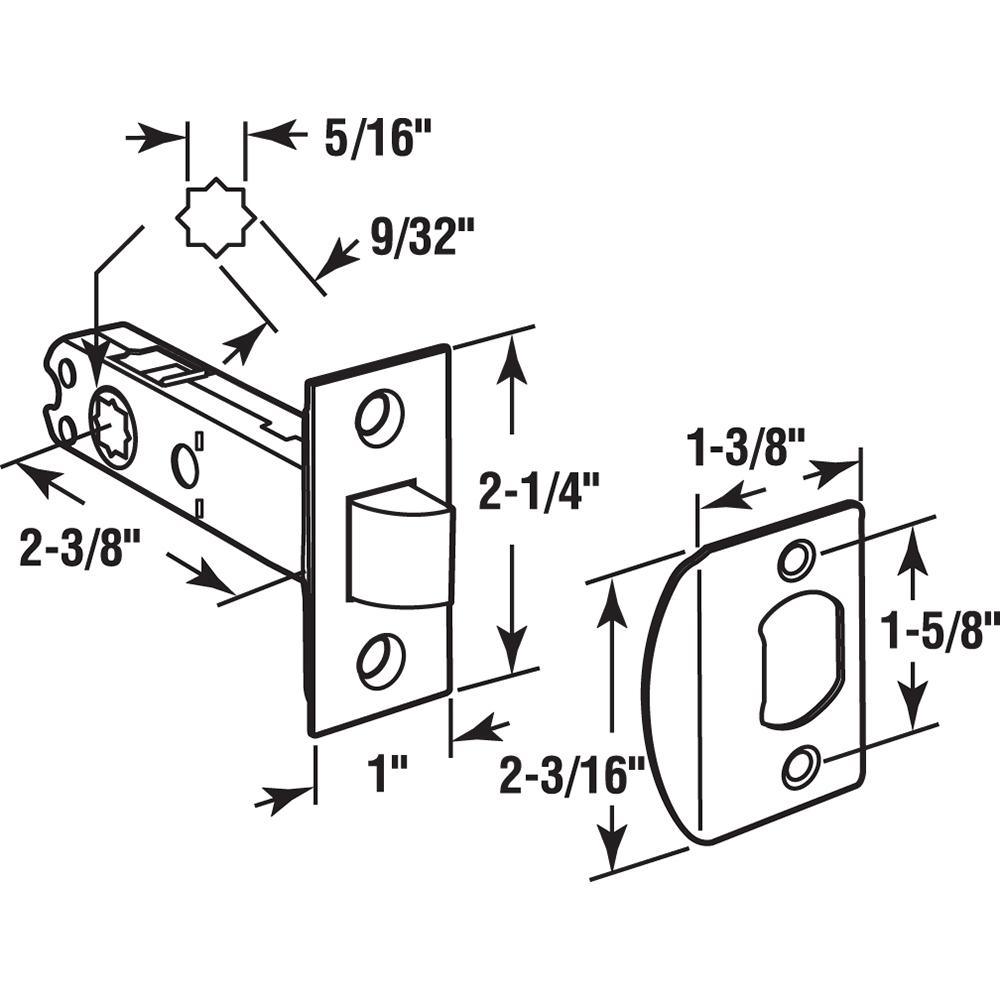 Passage Door Latch, 9/32 in. and 5/16 in. Square Drive, Steel, Chrome Finish - Super Arbor