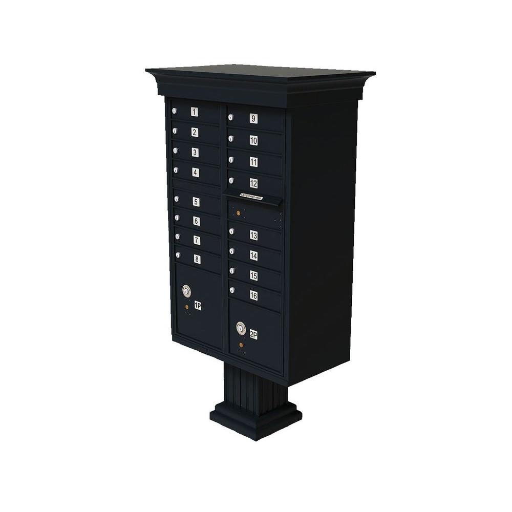 Vital 12-Mailboxes 1-Parcel Locker 1-Outgoing Pedestal Mount Cluster Box Unit - Super Arbor