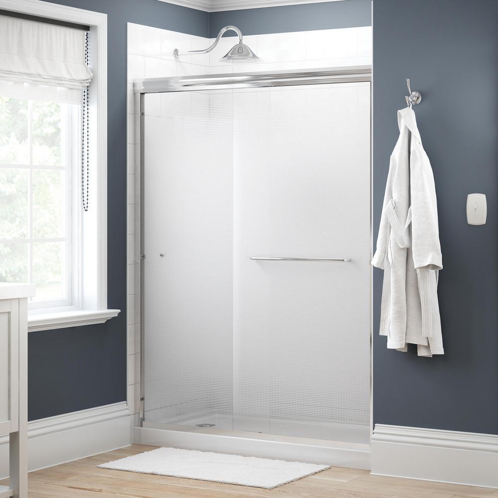 Simplicity 60 in. x 70 in. Semi-Frameless Traditional Sliding Shower Door in Nickel with Transition Glass - Super Arbor