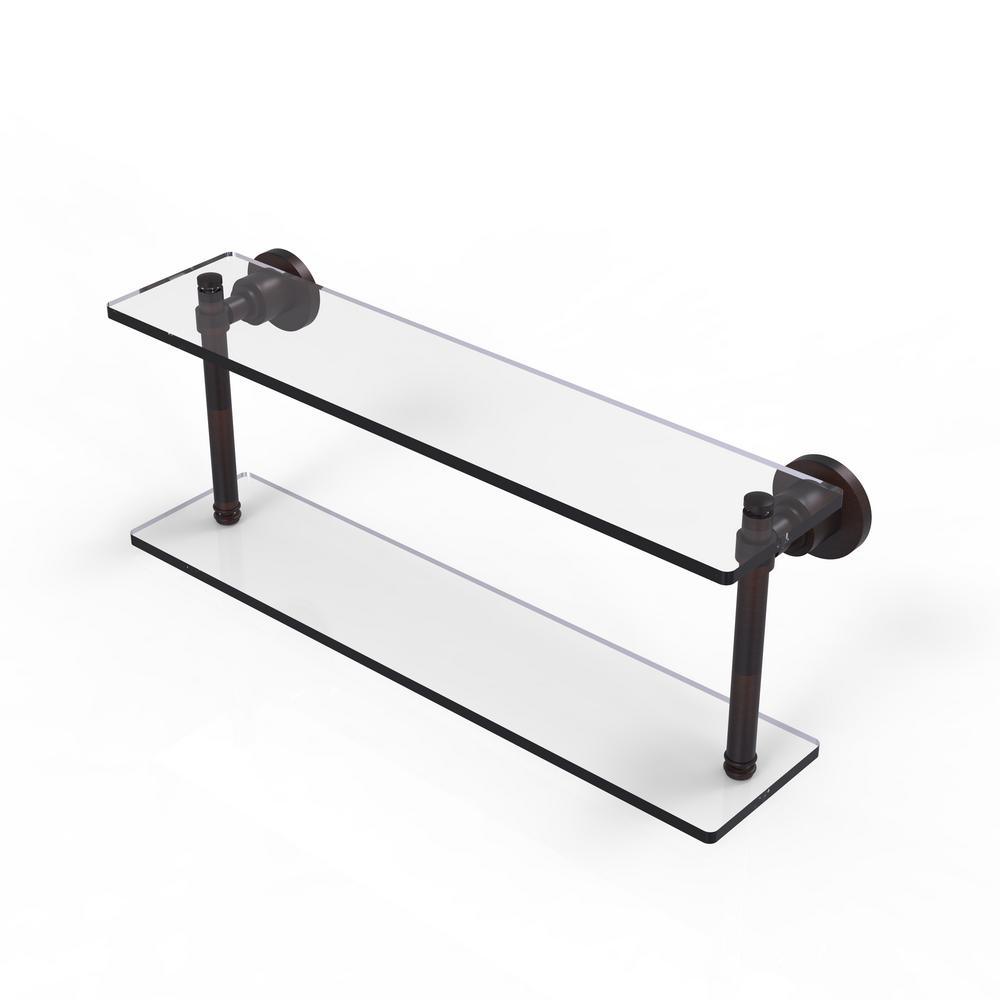 Washing Square Collection 22 in. 2-Tiered Glass Shelf in Matte Black - Super Arbor