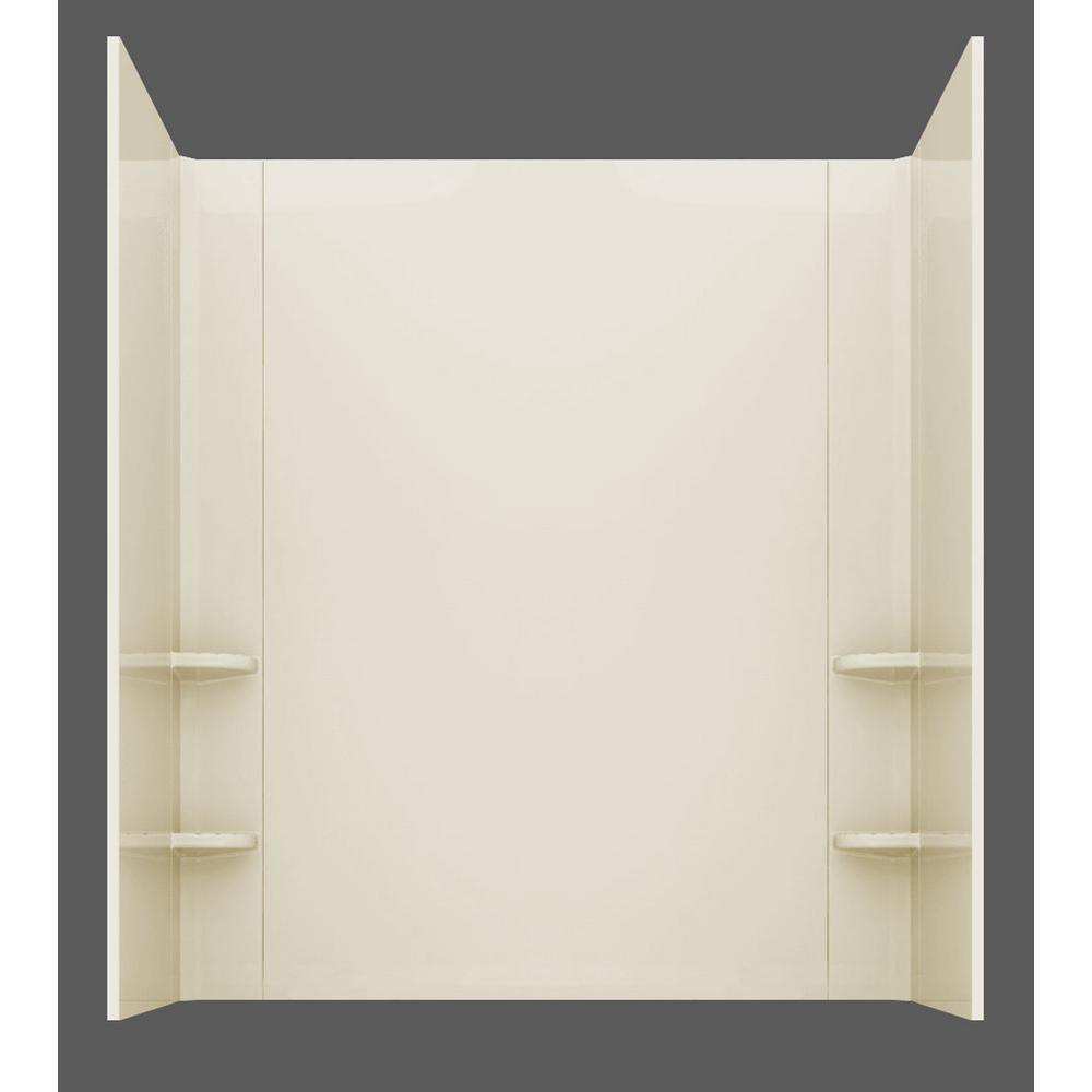 Rampart 4.5 ft. Walk-in Non-Whirlpool Bathtub with Easy Up Adhesive Wall Surround in Biscuit - Super Arbor