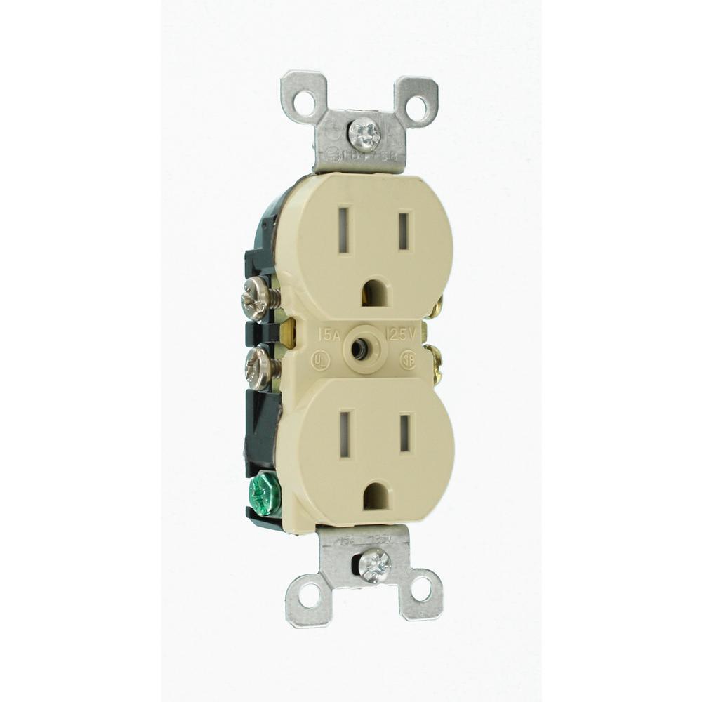 15 Amp Tamper Resistant Duplex Outlet, Ivory (10-Pack) - Super Arbor