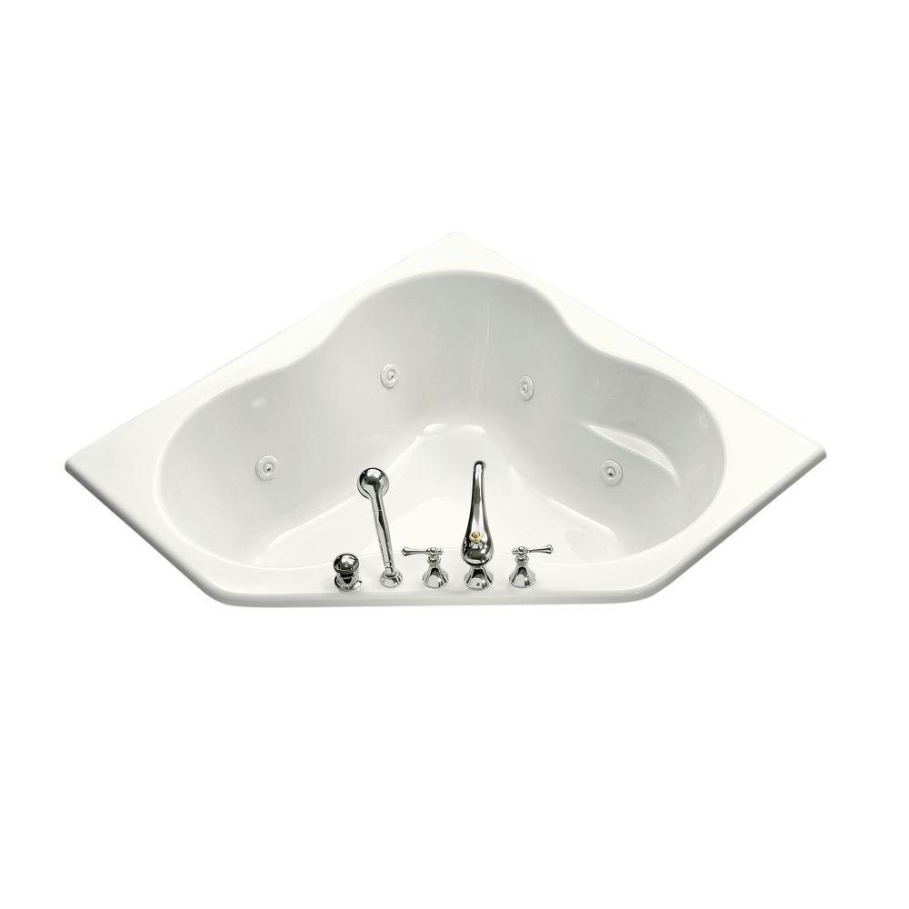 5454 Corner 4.5 ft. Acrylic Oval Drop-in Whirlpool in White - Super Arbor