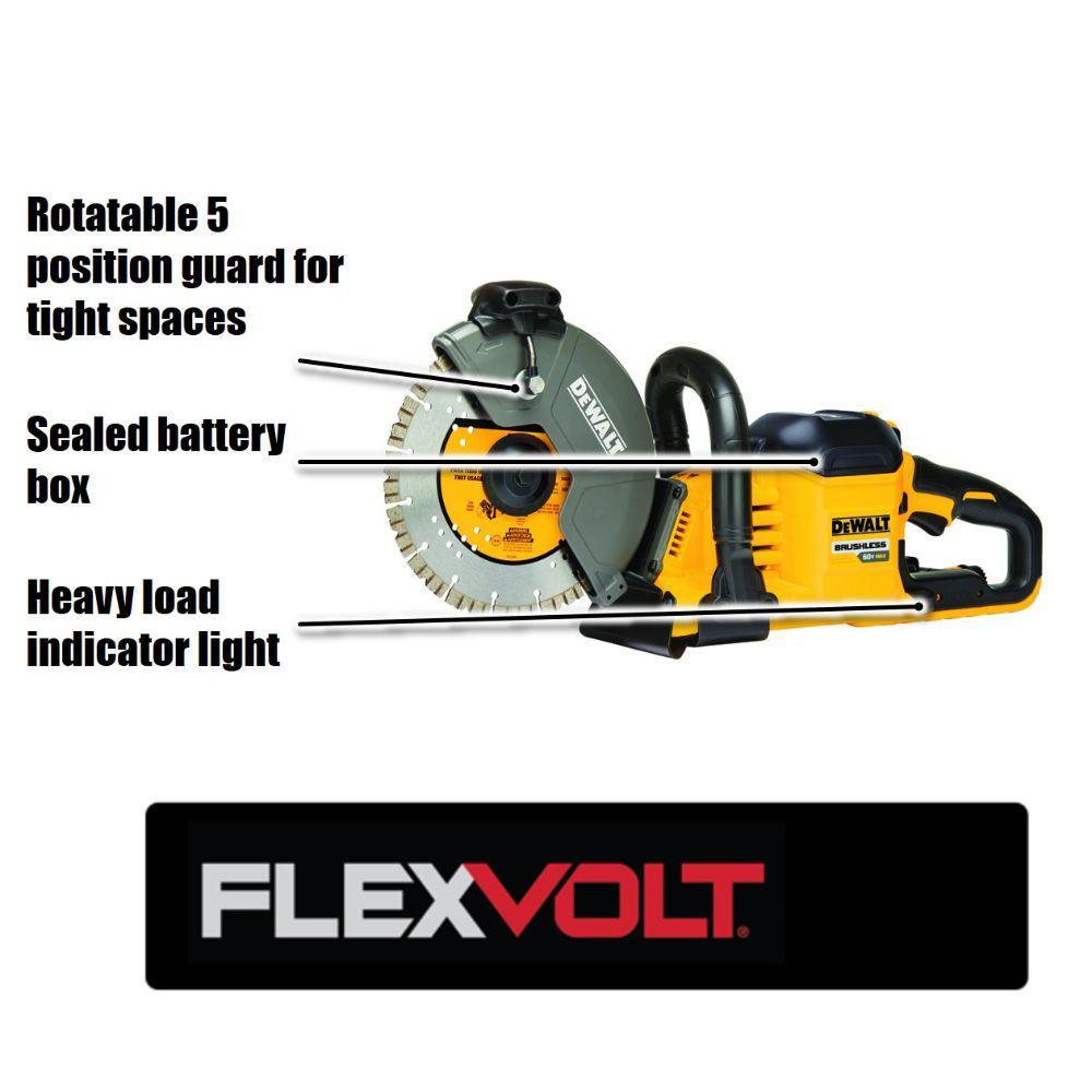 FLEXVOLT 60-Volt Lithium-Ion Cordless 9 in. Construction Saw w/ (2) FLEXVOLT Batteries, Bonus 4-1/2 in. Angle Grinder - Super Arbor
