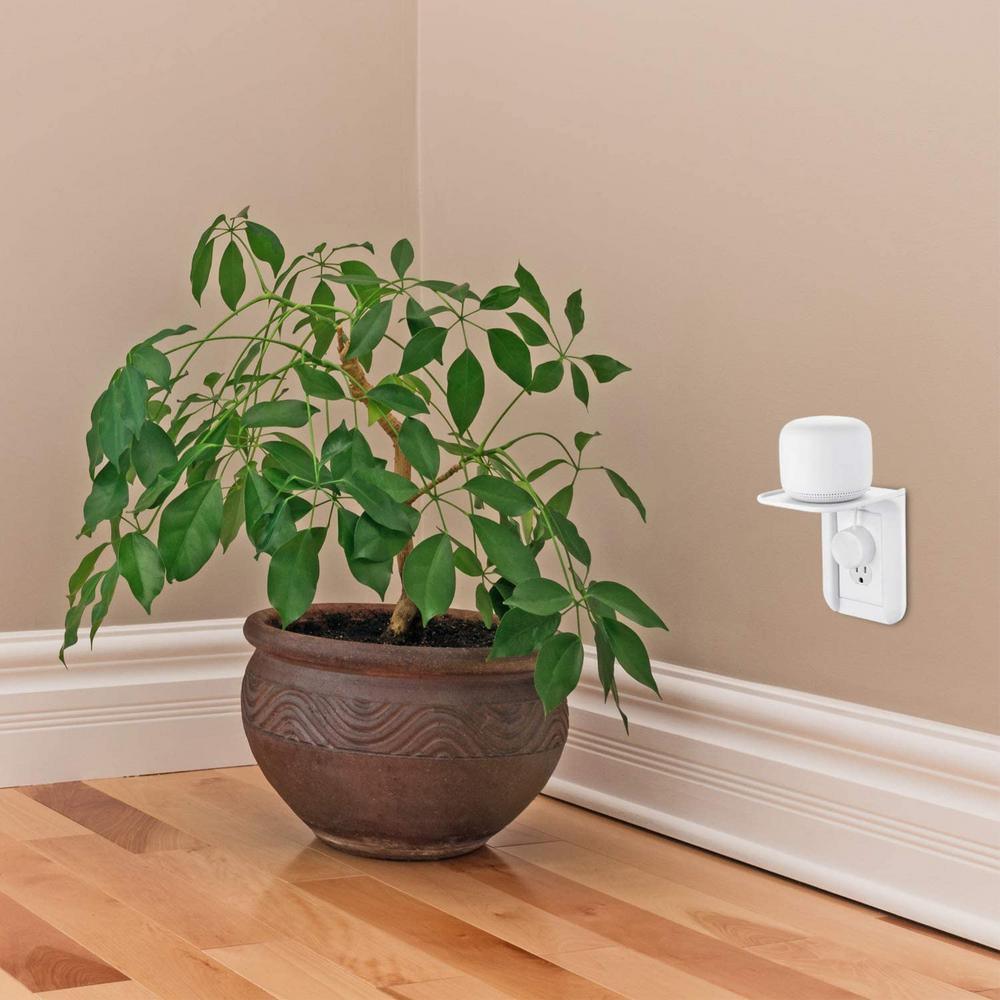 AC Outlet Mount for Google Nest Wi-Fi - Wall Outlet Shelf for Google Home, Nest Mini, Nest Hub, Dot Speaker, Sonos One - Super Arbor