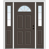 68.5 in. x 81.75 in. Internal Grilles Right-Hand Inswing 1/4-Lite Clear Painted Steel Prehung Front Door with Sidelites - Super Arbor
