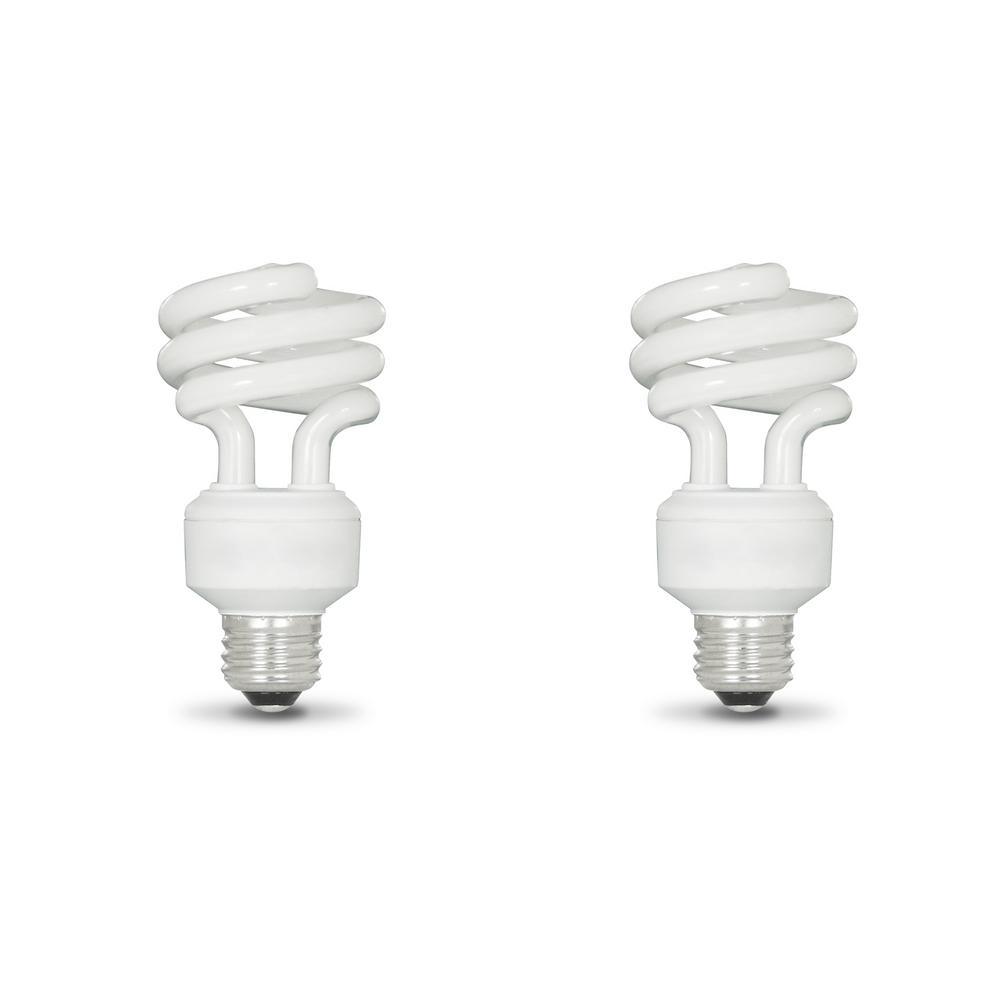 100-Watt Equivalent T3 Spiral Non-Dimmable E26 Base Compact Fluorescent CFL Light Bulb, Soft White 2700K (12-Pack) - Super Arbor