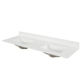73 in. W x 22 in. D x 0.75 in. H Quartz Vanity Top in Snow White with White Basins - Super Arbor
