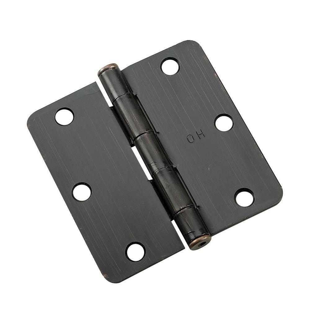 (2-Pack) 3-1/2 in. x 3-1/2 in. Brushed Nickel Full Mortise Butt Hinge with 1/4 in. Radius - Super Arbor