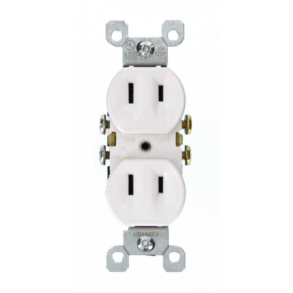 15 Amp 2-Wire Duplex Outlet, White - Super Arbor