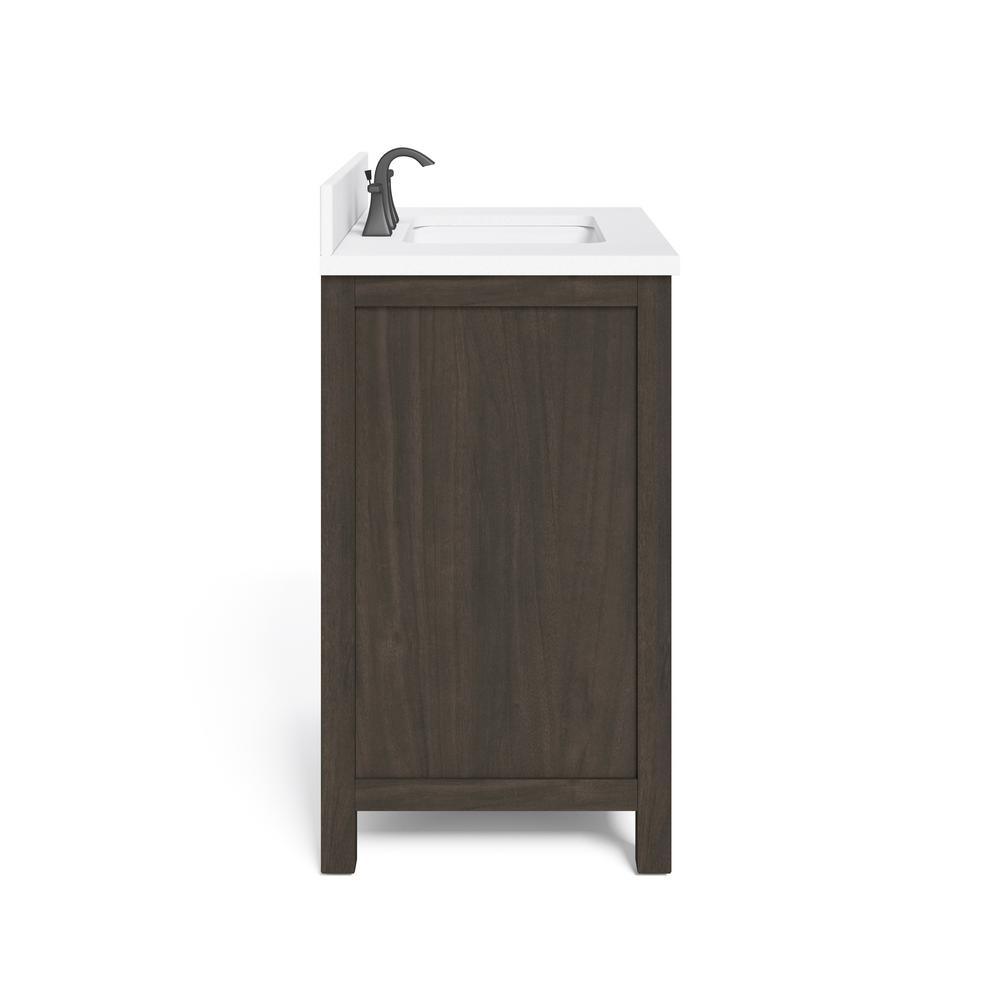 Leary 30 in. W x 34.5 in. H Bath Vanity in Dark Brown with Engineered Stone Vanity Top in White with White Basin - Super Arbor