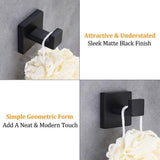 Square Bathroom Robe Hook and Towel Hook in Stainless Steel Matte Black (2-Pack) - Super Arbor