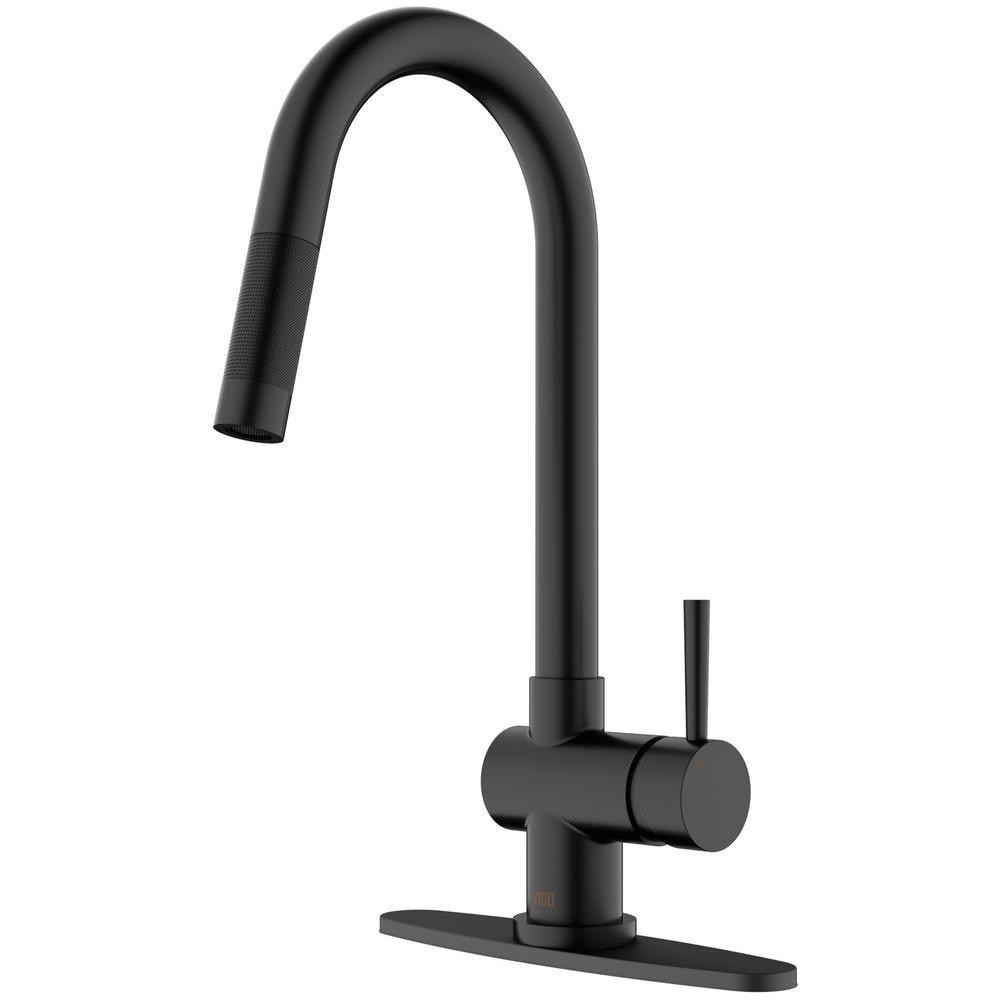 Gramercy Single-Handle Pull-Down Sprayer Kitchen Faucet with Deck Plate in Matte Gold - Super Arbor
