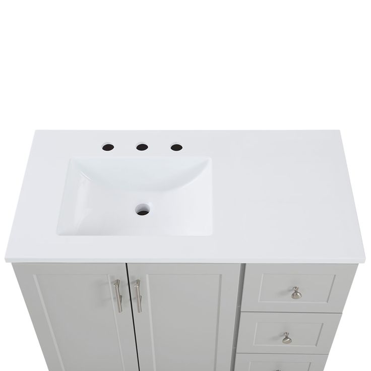 Style Selections Davies 36-in Gray Single Sink Bathroom Vanity with White Cultured Marble Top (Mirror Included)