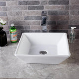 16 in. x 16 in. x 5 in. Vessel Sink in White Bathroom Ceramic Square Porcelain Sink - Super Arbor