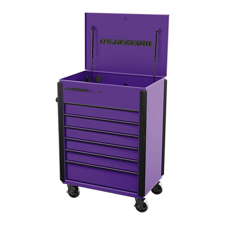 U.S. GENERAL 34 in. x 23 in., 6-Drawer, Full-Bank Service Cart, Purple