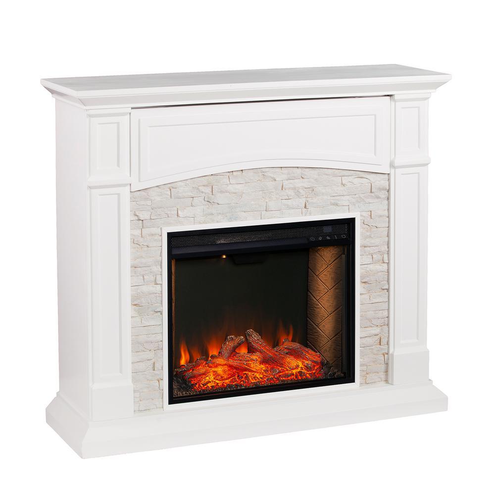 Ernesto Alexa-Enabled 45.75 in. Electric Smart Fireplace in White - Super Arbor
