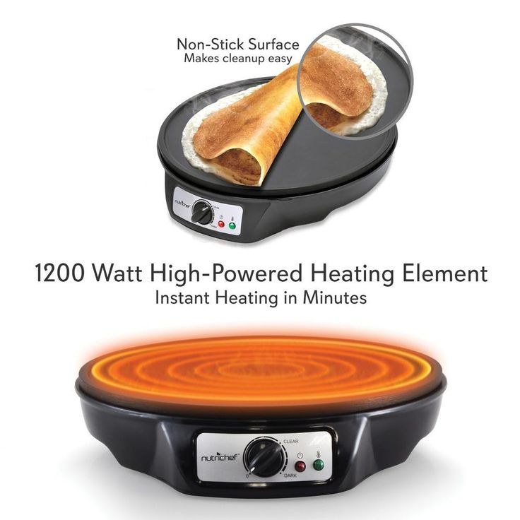 12 in. 1-Burner Black Electric Crepe Maker and Griddle, Hot Plate Cooktop