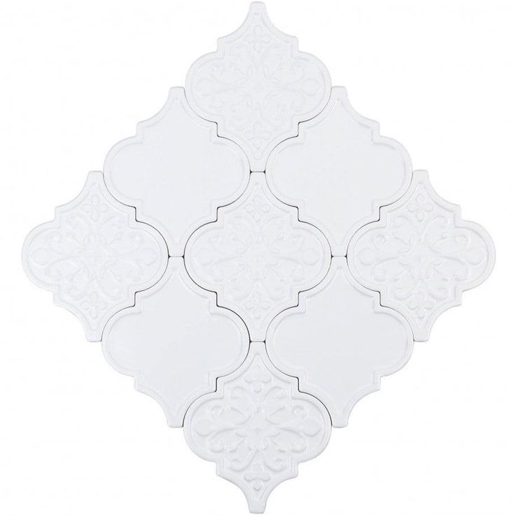 Bond Tile Roma White 6.25 in. x 7.25 in. Ceramic Arabesque Wall Tile (30 pieces 4.84 Sq. Ft. / Box)