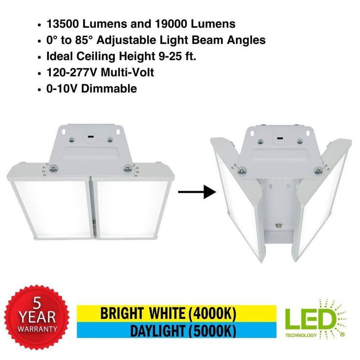 Commercial Electric 15 in.  19000 Lumens 138-Watts Adjustable Beam Multiple CCT & Lumens Integrated LED High Bay Light 120-277V Dimmable
