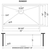 32 in. Single Bowl Workstation Tight Radius Undermount 16-Gauge Stainless Steel Kitchen Sink with Sliding Accessories - Super Arbor