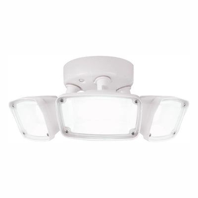 FHS White Outdoor Integrated Triple Head LED Flood Light with Selectable CCT (3000K, 4000K or 5000K), Switch Controlled