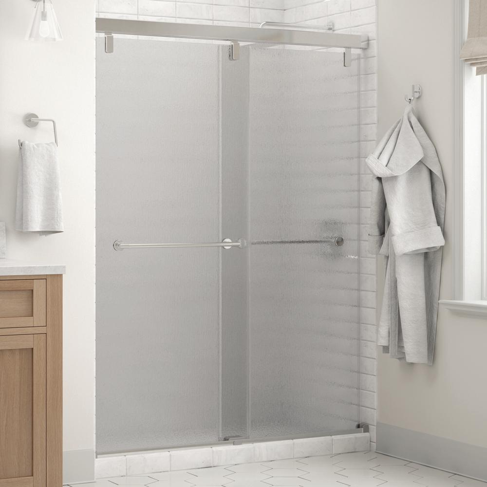 Lyndall 60 in. x 71-1/2 in. Frameless Mod Soft-Close Sliding Shower Door in Matte Black with 1/4 in. (6 mm) Clear Glass - Super Arbor
