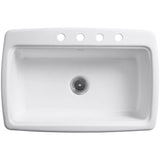 Cape Dory Drop-In Cast-Iron 33 in. 4-Hole Single Basin Kitchen Sink in Black