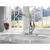 Delta Linden Chrome 1-Handle Deck-Mount Pull-Out Handle Kitchen Faucet (Deck Plate Included)