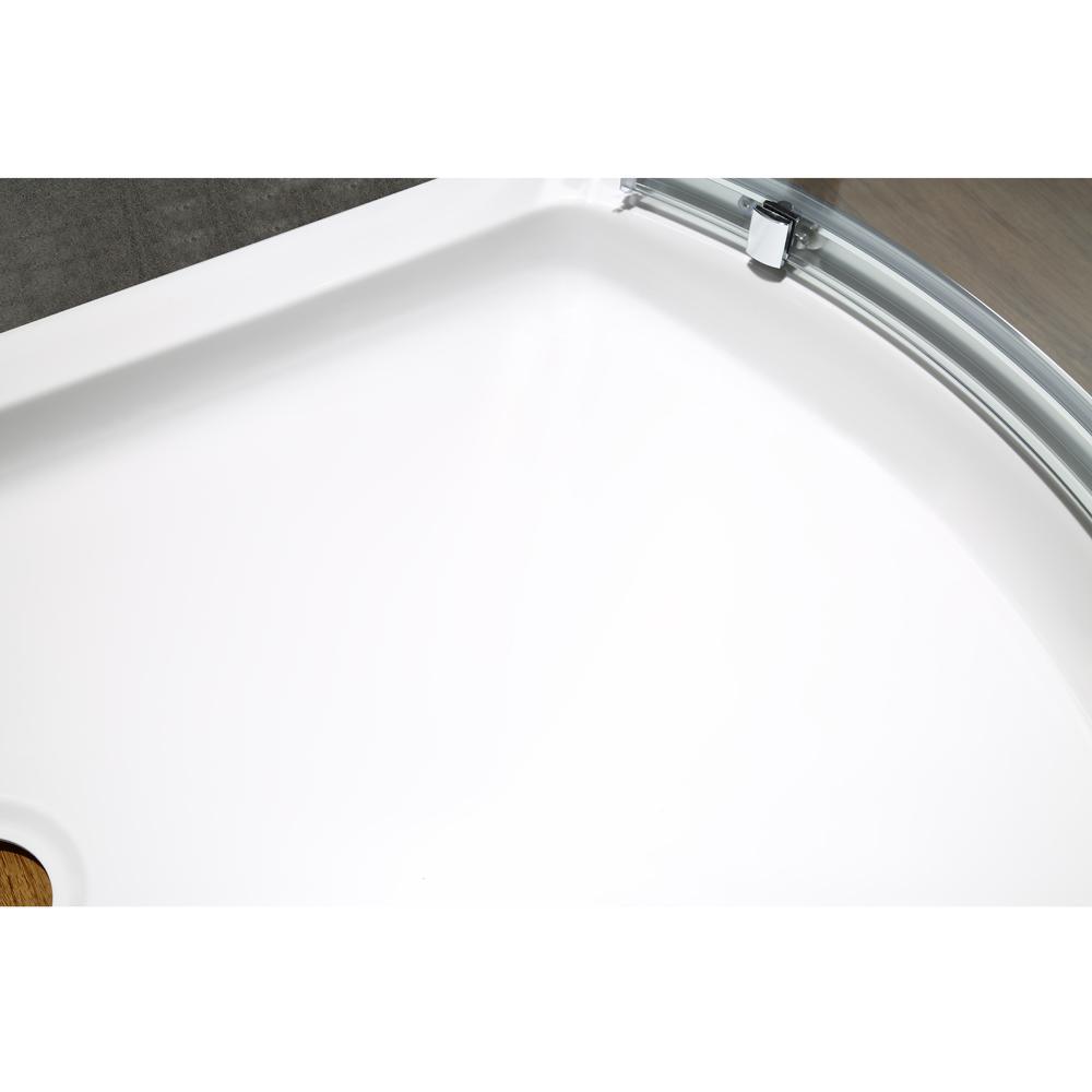 Maia 36 in. x 72.80 in. Semi-Frameless Sliding Corner Shower Door in Chrome with 36 in. x 36 in. Base in White - Super Arbor