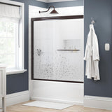 Simplicity 60 in. x 58-1/8 in. Semi-Frameless Traditional Sliding Bathtub Door in Bronze with Droplet Glass - Super Arbor