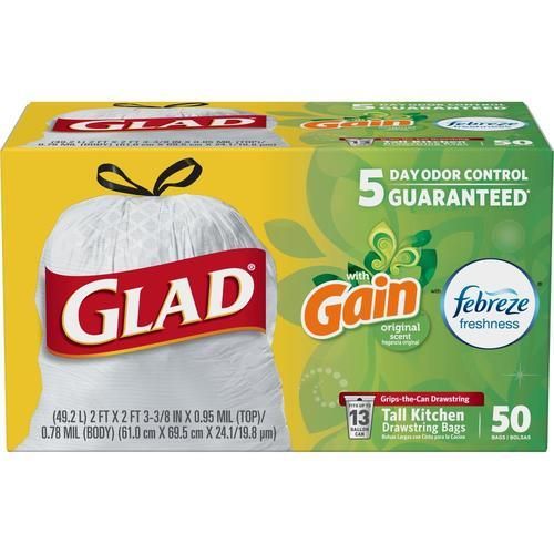 Glad Odor Shield 50-Pack 13-Gallon Gain White Polypropylene Kitchen Trash Bag
