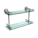 Dottingham 16 in. L x 8 in. H x 5 in. W 2-Tier Clear Glass Bathroom Shelf with Gallery Rail in Polished Nickel - Super Arbor