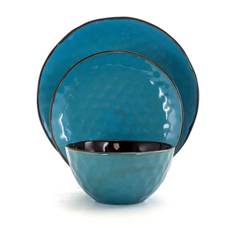 Sea Glass 16-Piece Modern Turquoise Stoneware Dinnerware Set (Service for 4)