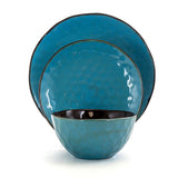 Sea Glass 16-Piece Modern Turquoise Stoneware Dinnerware Set (Service for 4)