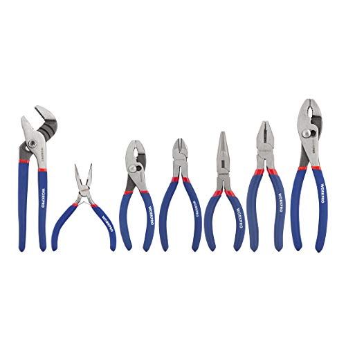 WORKPRO 7-piece Pliers Set (8-inch Groove Joint Pliers, 6-inch Long Nose, 6-inch Slip Joint, 4-1/2 Inch Long Nose, 6-inch Diagonal, 7-inch Linesman, 8-inch Slip Joint) for DIY & Home Use - Free Delivery