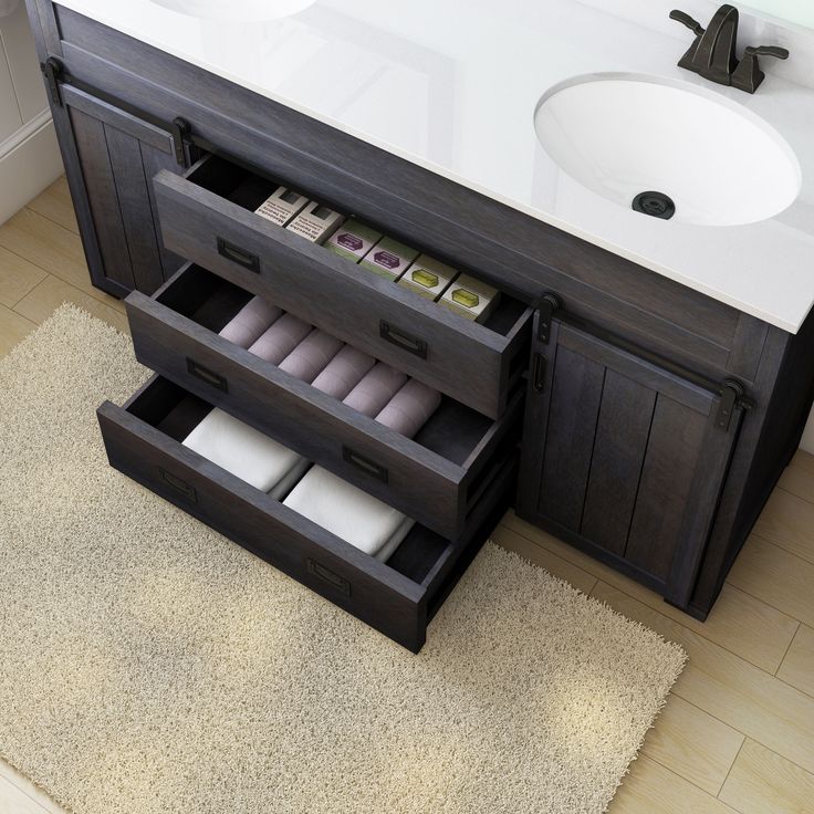 Style Selections Morriston 60-in Distressed Java Double Sink Bathroom Vanity with White Engineered Stone Top