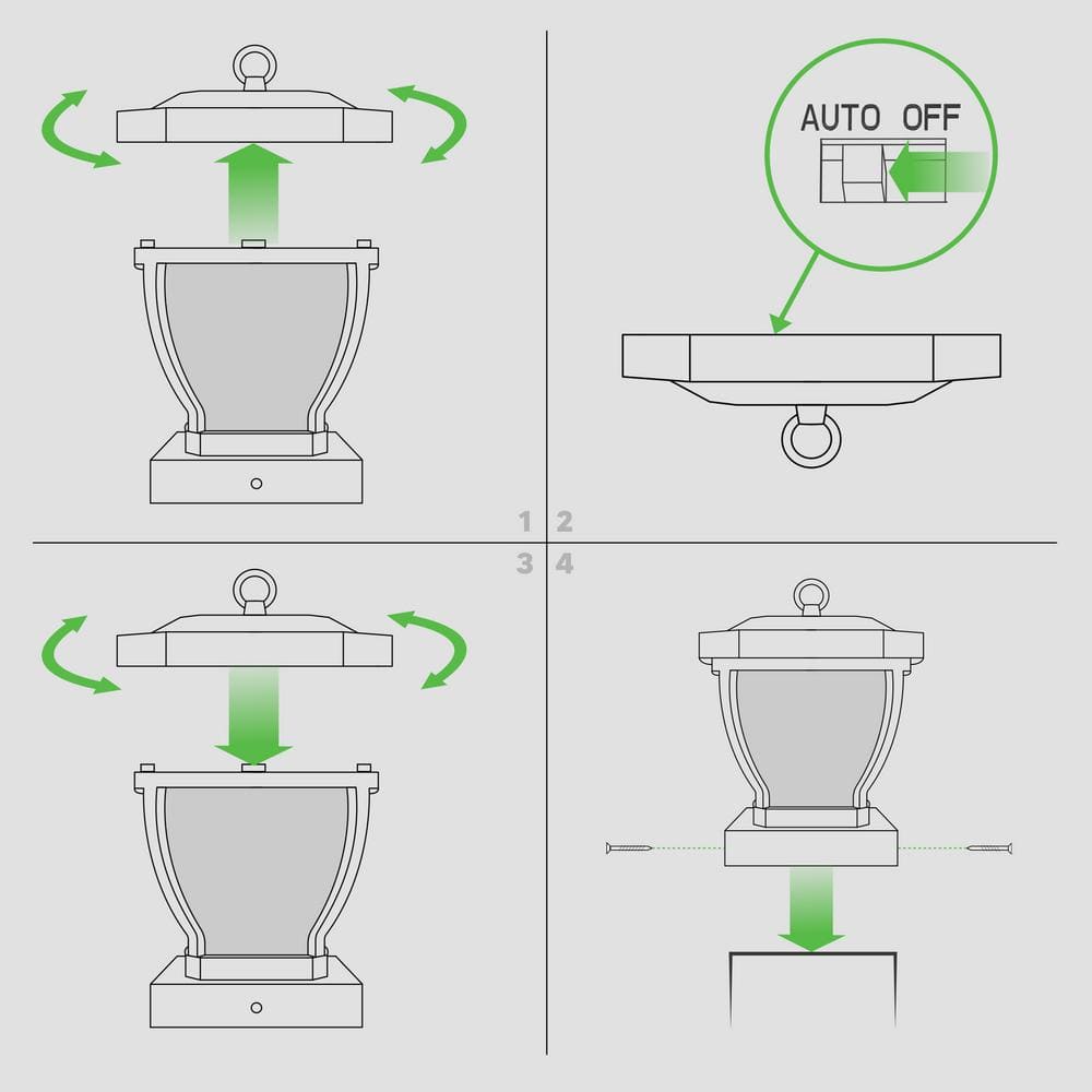 CLASSY CAPS Manchester 4 in. x 4 in. Dark Bronze ABS Plastic Outdoor LED Solar Post Cap (2-Pack)