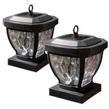 CLASSY CAPS Manchester 4 in. x 4 in. Dark Bronze ABS Plastic Outdoor LED Solar Post Cap (2-Pack)